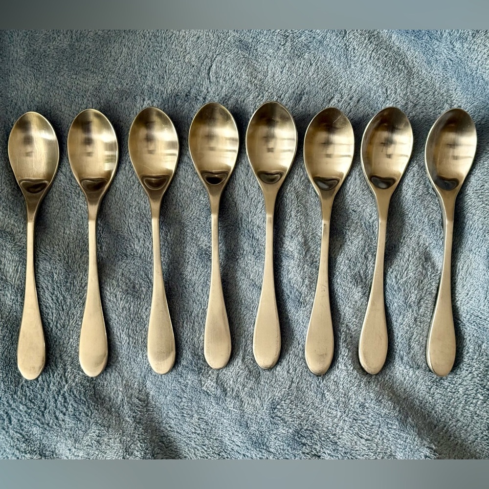 Eight (8) KNORK Stainless Steel Tea Spoons- Matte Finish